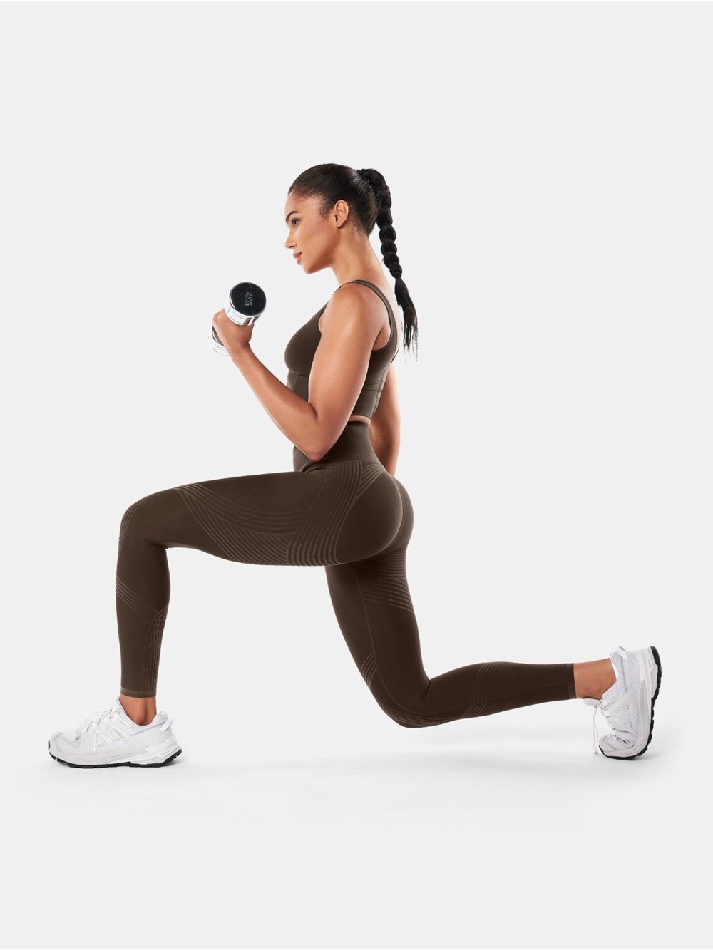 High-Rise Seamless Leggings & Crop Top Set - Chocolate Brown